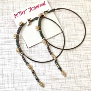 Rare Betsey Johnson Black Skull Hoops